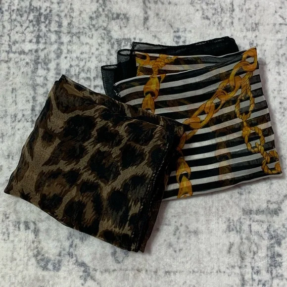 VTG Y2K Leopard and Striped Baroque Scarves - Picture 1 of 5